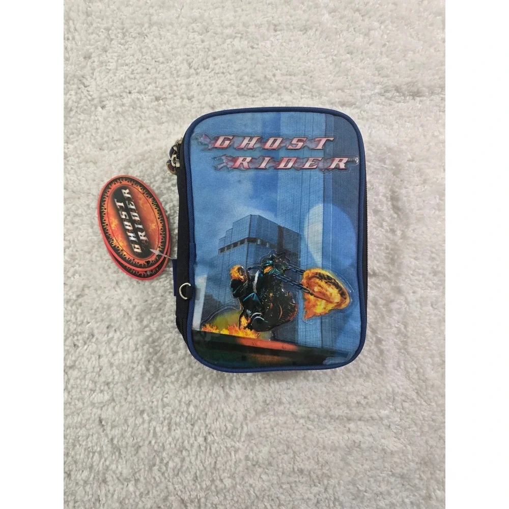 Marvel Ghost Rider Pencil Case Organizer Blue Black 2008 Marvel MovieGRCL202 NWT